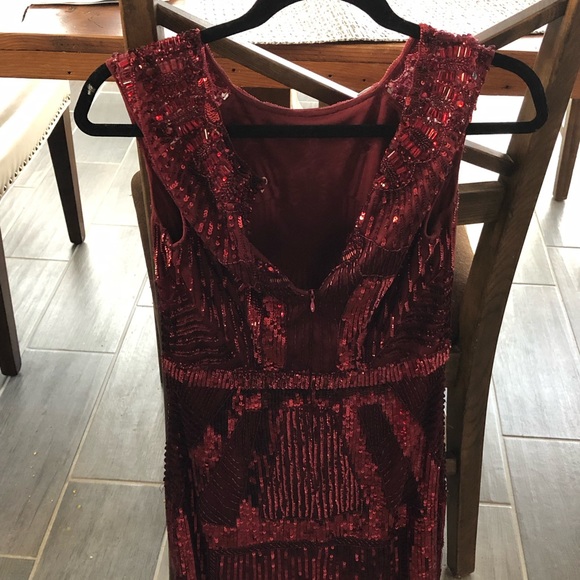 Aidan Mattox Red Sequined party/ prom dress - Picture 3 of 4